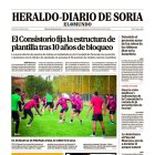 Portada de Heraldo-Diario de Soria del sábado 31 de agosto de 2024.