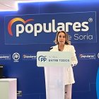 La secretaria general del PP, Cuca Gamarra, en el acto celebrado en Soria.