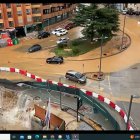 El agua en la rotonda de autobuses y bajando por la avenida de Valladolid en Soria.