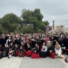 Participantes de la Casa de Soria en Zaragoza en la Ofrenda de Frutos a la Virgen del Pilar.