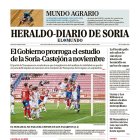 Portada de Heraldo Diario de Soria del 14 de octubre de 2024.