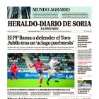 Portada de Heraldo Diario de Soria del 18 de noviembre de 2024