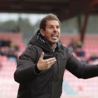 El entrenador del Numancia, Aitor Calle, durante el partido.