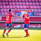 Dani Fernández tras marcar el gol que le daba el punto al Numancia ante el Guijuelo.