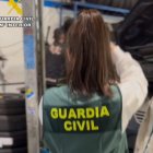 Una agente de la Guardia Civil durante uno de los registros dentro de la operación.