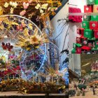 A la izquierda, la decoración de Flores Lis Arte Floral; arriba a la derecha, el árbol de Tocotó a Rayas; y debajo, el Belén de Perfumería Aquabel.