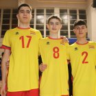 Víctor Chamarro, David Maján y Sergio Martín con los colores de la selección española.