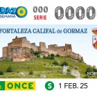 Cupón de la ONCE con la imagen de la Fortaleza Califal de Gormaz.