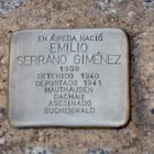 La 'stolperstein' a Emilio Serrano Jiménez, de Ágreda, alumno del hoy Instituto Machado y asesinado en Buchenwald.