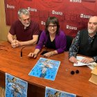De izda a dcha, Ángel Lorenzo, Gloria Gonzalo y César Millán presentan 'La Saturiada' de Soria.