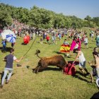 Un instante del encierro de esta tarde.