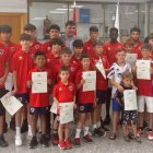 Algunos de los canteranos del Numancia becados por La Caixa.