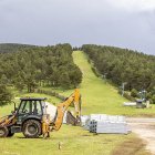 Maquinaria en el  Punto de Santa Inés para las obras.