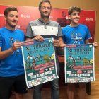 Sergio Pascual, Manuel Salvador y Adrián Arroyo en la presentación del XI Torneo Voley Plaza.