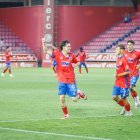 El canterano Miñana celebra el gol que le daba la victoria al Numancia ante el UD Logroñés.