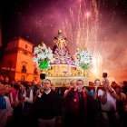 Imagen de archivo del espectáculo pirotécnico durante la Bajada de Jesús en Almazán.