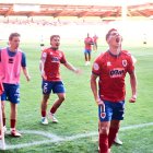 Héctor peña celebrando su gol que le daba la victoria al Numancia.