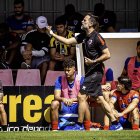 Abel Segovia, en el banquillo del Numancia durante un partido.