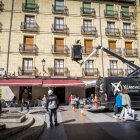 La empresa Iluminaciones Ximénez, en la mañana de este miércoles en el centro de Soria.