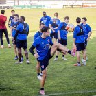 Entrenamiento del Numancia con el nuevo entrenador Ángel Rodríguez.