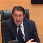 El consejero de Medio Ambiente, Vivienda y Ordenación del Territorio, Juan Carlos Suárez-Quiñones, durante su comparecencia en las Cortes.