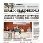 Portada de Heraldo-Diario de Soria del 14 de noviembre de 2025