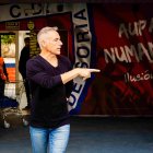 Ángel Rodríguez en el túnel de vestuarios de Los Pajaritos.