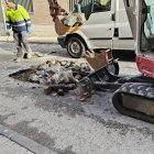 Reparación del hundimiento en la calle Morales Contreras de Soria.