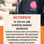Notificación del 112 acerca del accidente de tráfico.