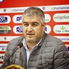 Álex Huerta en la sala de prensa de Los Pajaritos.