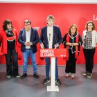 Carlos Martínez junto al resto de candidatos este martes en la sede del PSOE de Soria.