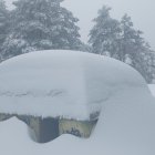 Refugio sepultado por la nieve en Urbión a 1.750 metros de altitud, por debajo de la cota prevista para estos días.