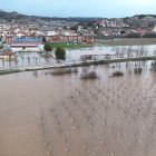 El Desbordamiento del Duero cerca el casco urbano de Langa y afecta ya a instalaciones deportivas.