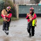 Los bomberos de la Diputación de Soria rescatan a varios perros en Garray.