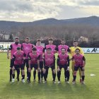 Once del Calasanz que jugaba el pasado domingo el partido aplazado en Villarcayo.