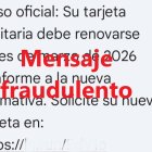 Eejemplo real de un mensaje SMS fraudulento recibido intentando hacerse pasar por el Sacyl.