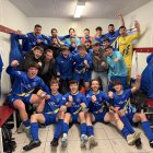 Alegría del líder Calasanz tras los tres puntos sumados ante el Burgos Internacional.