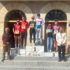 Podio masculino y femenino con los mejores en el Duatlón de Navaleno.