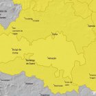 Mapa de la Aemet con la provincia de Soria esta tarde en aviso amarillo.