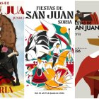 Carteles que optan a ser la imagen de las Fiestas de San Juan 2026 de Soria tras la retirada de un cuarto candidato.