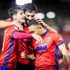 Héctor Peña, Jony y Juancho celebran uno de los goles del Numancia en la presente temporada
