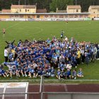 Jugadores y aficionados del equipo calasancio en el Municipal Burgense.