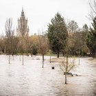 Río Ucero desbordado en El Burgo.