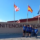 Los integrantes del Club Tenis de Mesa Soriano a las puertas del Centro Penitenciario.