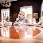 Javier Antón en la reunión con los responsables de Iberaval, Pedro Pisonero y Rubén Moreno.