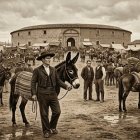 Recreación por IA de una feria de ganado antigua.