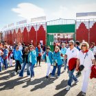 Salida de las peñas de la plaza de toros.