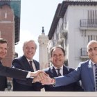 El presidente de la Junta de Castilla y León, Alfonso Fernández Mañueco, participa junto a los presidentes de Aragón, Jorge Azcón, y de la Comunidad Valenciana, Juan Francisco Pérez Llorca, y al consejero de Fomento de Cantabria, Roberto Media, en la Jornada ‘La hora del corredor. De mar a mar. El corredor que une al Mediterráneo con el Cantábrico’.