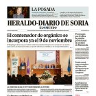 Portada de Heraldo-Diario de Soria del 23 de octubre de 2026