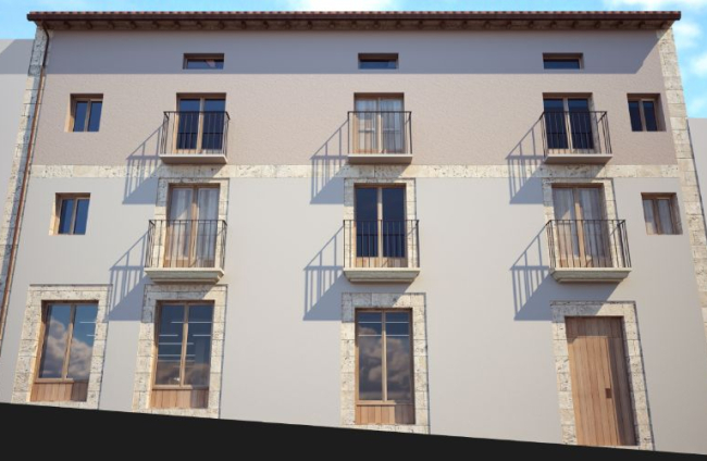 Recreación de cómo quedarán las viviendas sociales en el trinquete de Soria. HDS